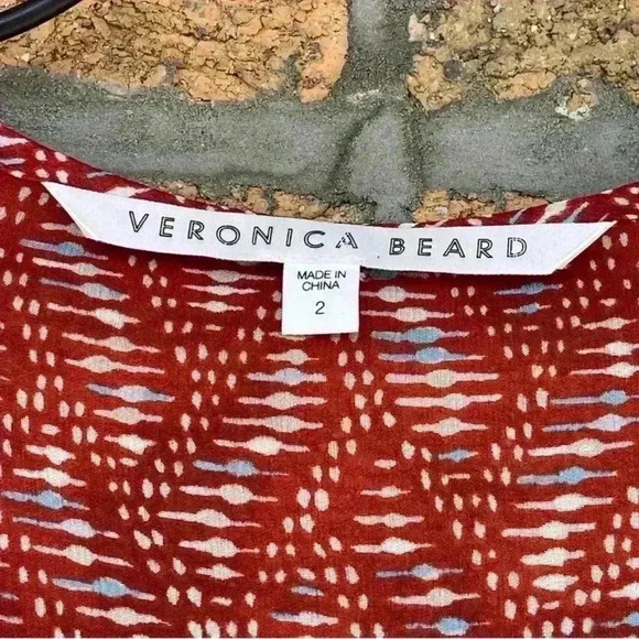 Veronica Beard Womens Priya pintucked printed silk-georgette mini dress Brick 2 - Picture 4 of 16